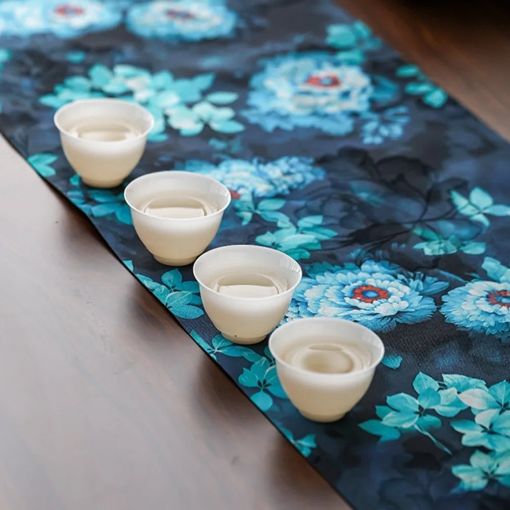 nappes décoratives motifs floraux asiatiques opaques vert rouge bleu marron vert olive