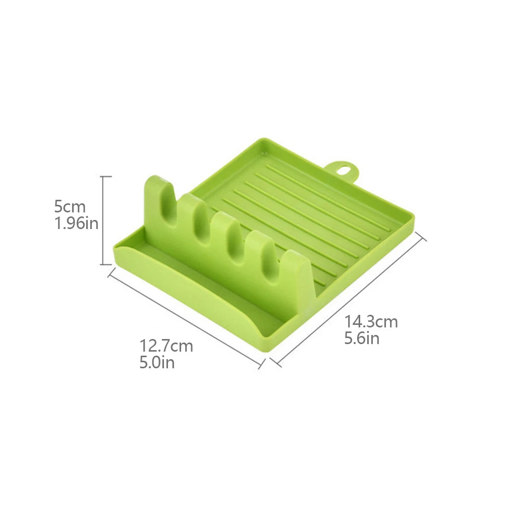 support ustensiles cuisine moderne vert clair gris blanc rainuré adhésif spatule bois couteau poisson