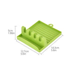 support ustensiles cuisine moderne vert clair gris blanc rainuré adhésif spatule bois couteau poisson