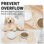 tapis silicone chien imprimé pattes beige clair moderne deux bols
