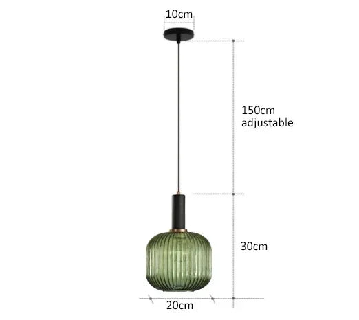 suspension lumineuse or vert gris moderne rayures horizontales opacité câble noir 13cm 20cm 30cm