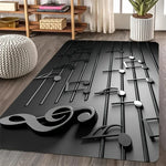 tapis notes musicales moderne noir gris blanc salon chambre décoration extérieur commercialisation
