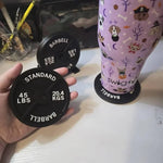 sous verres antidérapants forme haltères poids musculation support rangement transparents décoration fitness