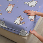 drap housse violet chatons mignons coeurs roses élastique lit moderne print