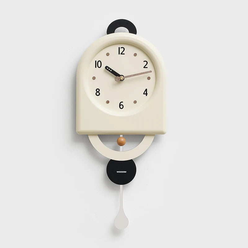 horloge murale moderne minimaliste aiguilles balancier noir blanc rouge