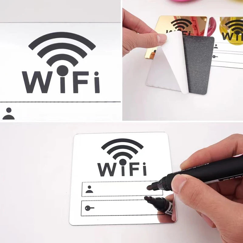 panneau wi fi adhésif acrylique moderne blanc noir doré réinscriptible stylo inclusWiFi