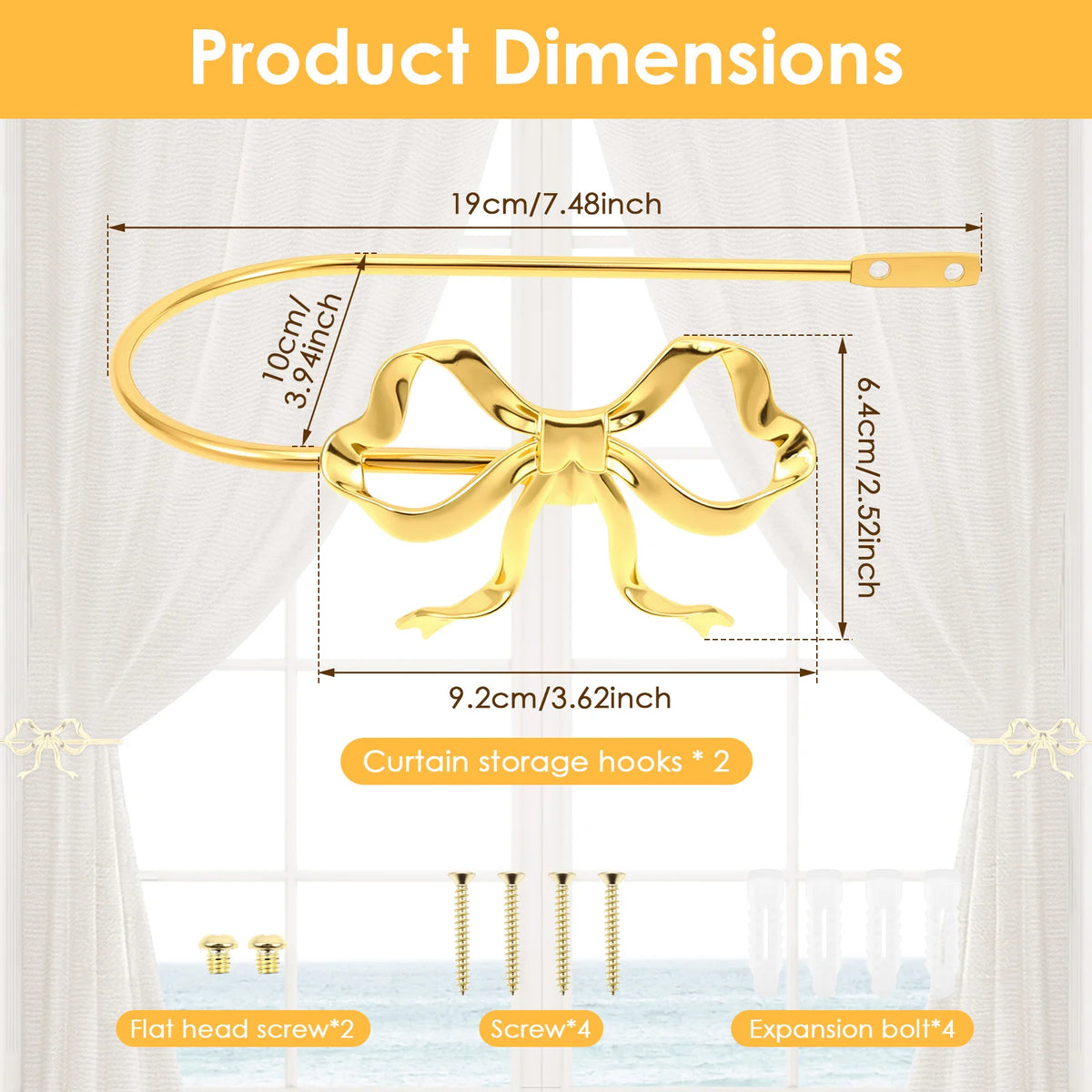 rideaux or nœuds décoratifs métal holdback fixations vis chambre maison