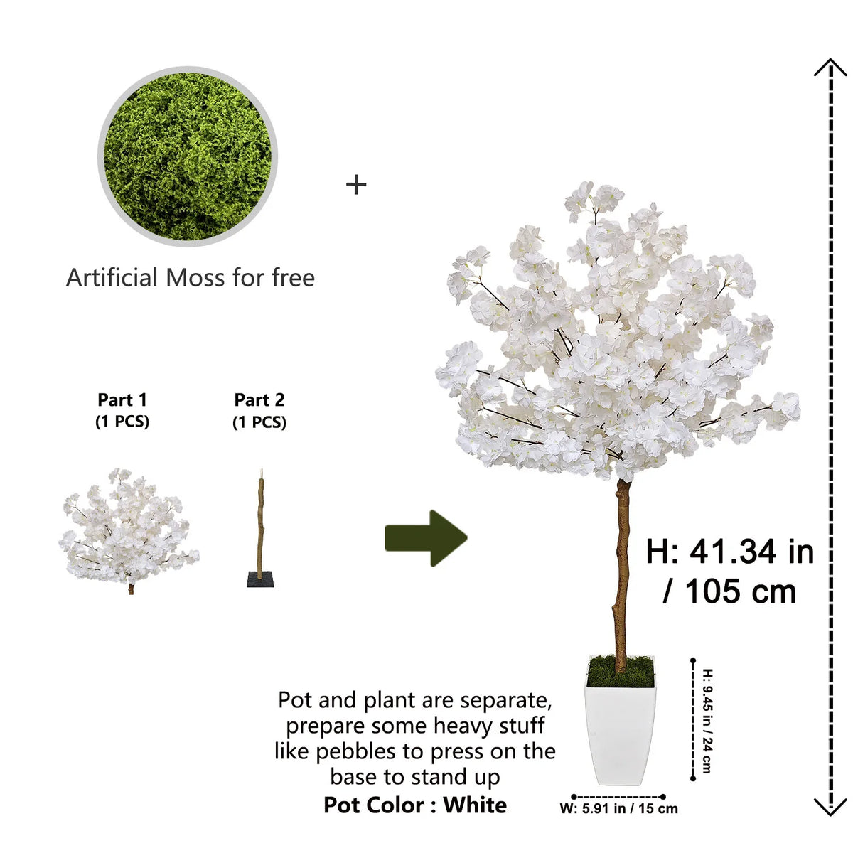 arbre artificiel fleurs rose clair moderne pot extérieur decoration maison jardins patios anniversaires