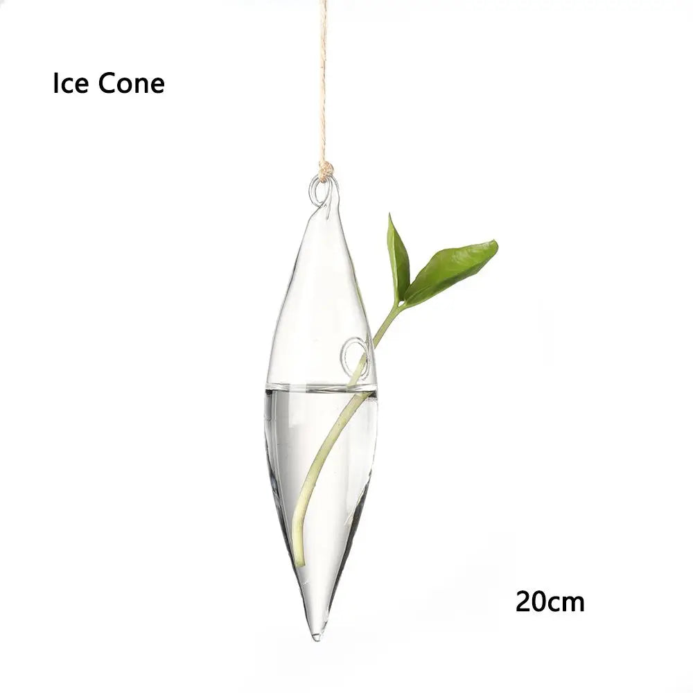 vases suspendus verre transparent motifs oiseaux coeurs plantes vertes minimaliste terrarium hydroponie