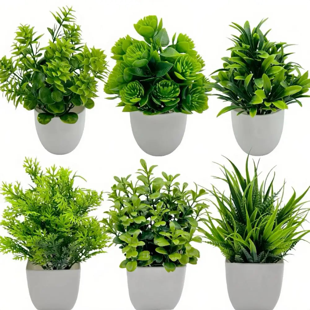 plantes artificielles herbes feuilles vertes pots blancs décoration intérieure moderne minimaliste