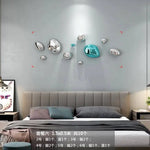 décoration murale moderne boules argent dorées fixations set intérieur