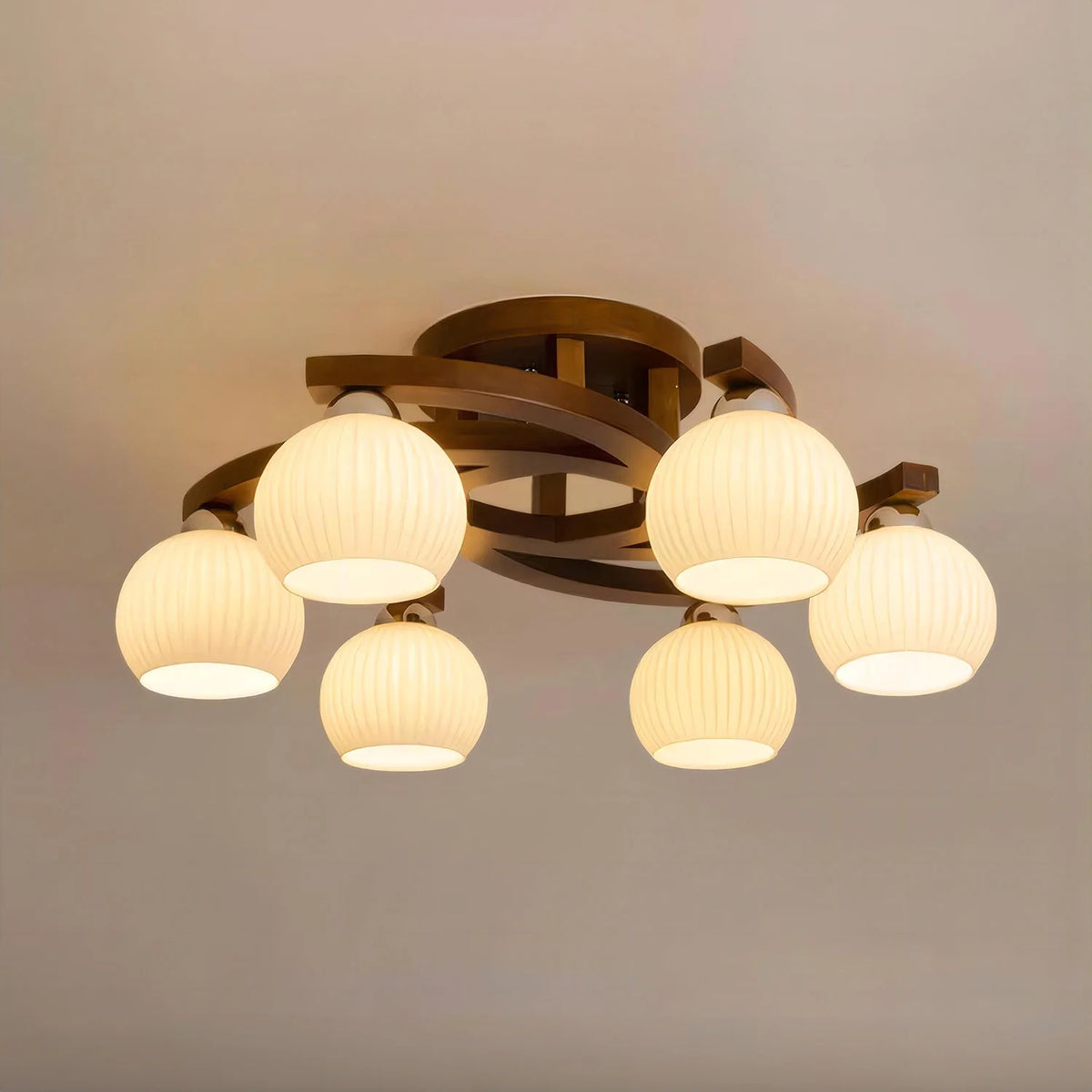 plafonnier moderne bois foncé blanc scandinave lampes éclairage salon chambre