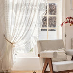 rideau blanc dentelle motifs floraux classique romantique translucide maison