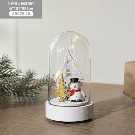 décoration noël miniature maison verre animaux sapin cadeaux lettres noel base plate