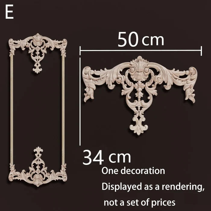 ornement mural bois blanc sculpture baroque fleurs motif classique décoration maison ancien décor