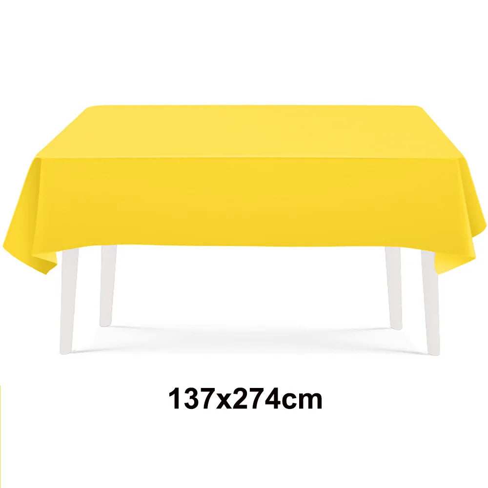 assiettes jaunes serviettes gobelets nappe tablecloth set vaisselle jetable festifs anniversaire mariage événements