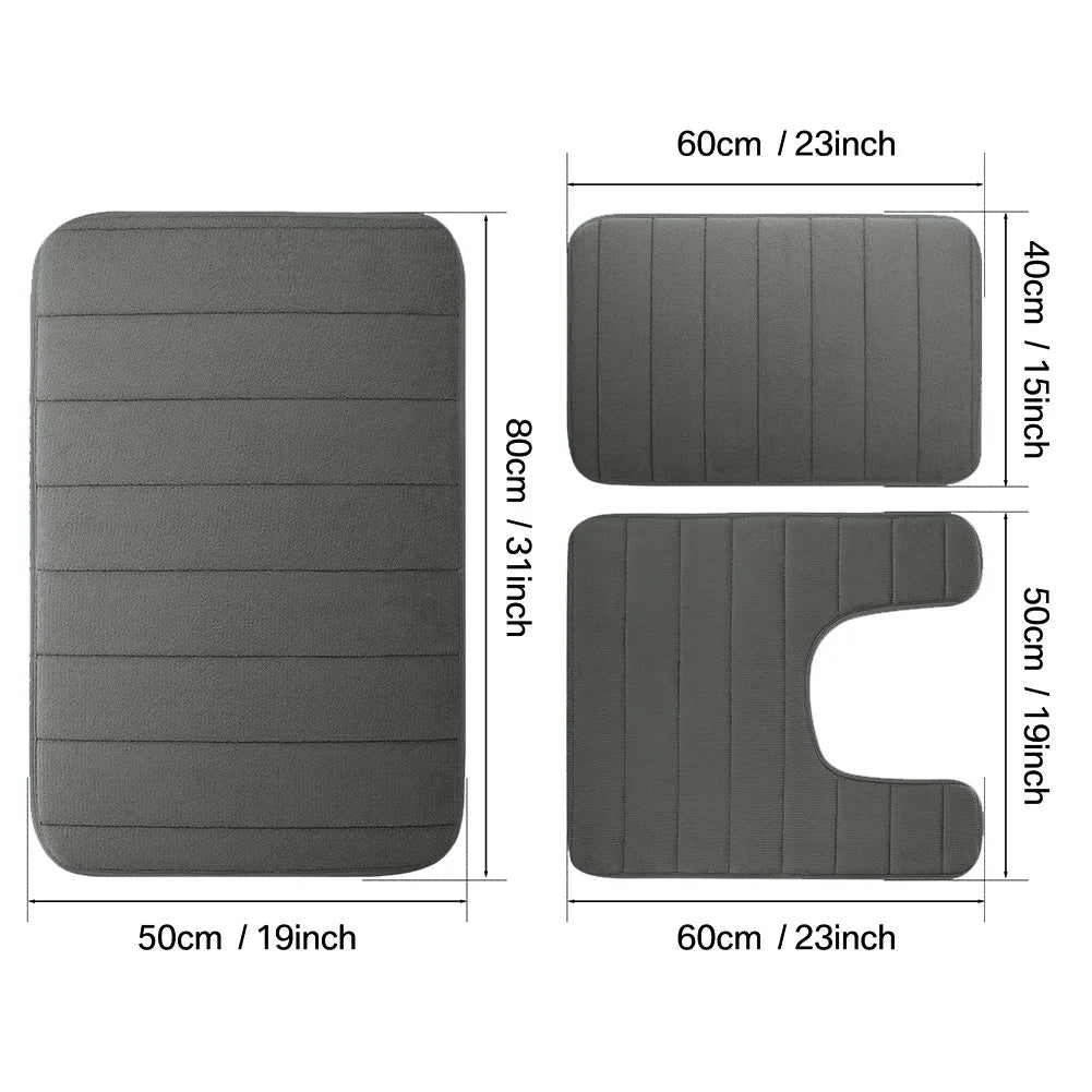 tapis bain mousse mémoire forme moderne rayures horizontales absorbant antidérapant lavable machine extra doux
