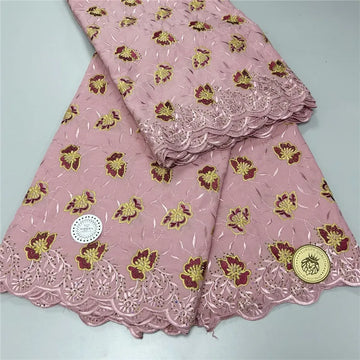tissu dentelle coton broderie fleurs motif floral couture vêtement robe décoration artisanale