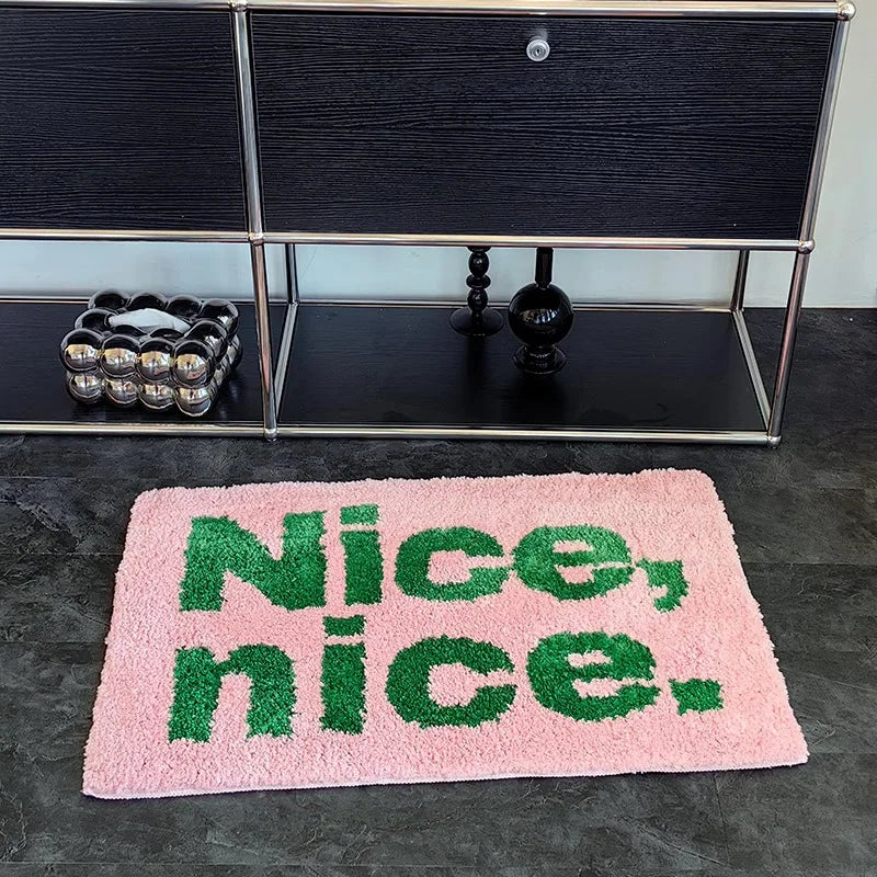 tapis moderne polypropylène résistant fleurs motifs 3d clips sol rose vert doux