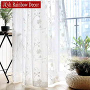 Rideau en voile brodé blanc fleuri pour fenêtre salon chambre à coucher sur mesure