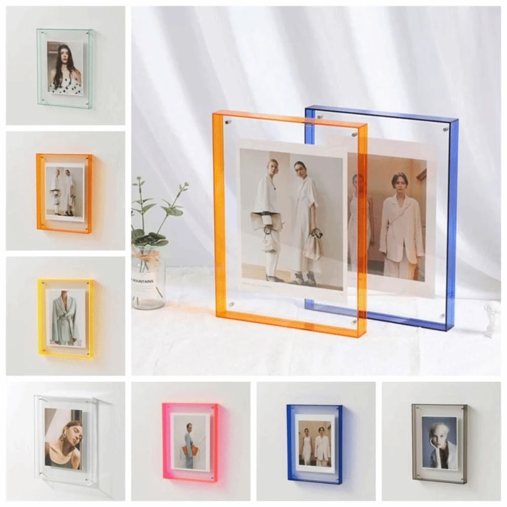 cadre photo carré acrylique transparent moderne suspension murale décoration intérieure