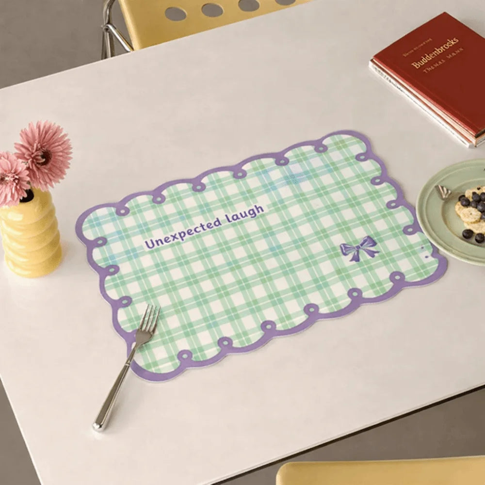 tapis table carreaux vichy vert clair bleu clair rose moderne adhésif decoratif blanc absorbant'eau