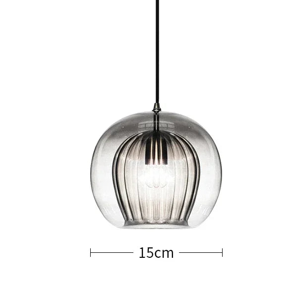 suspension lumineuse moderne transparente rayures verticales ampoule incluse câble noir chambre cuisine