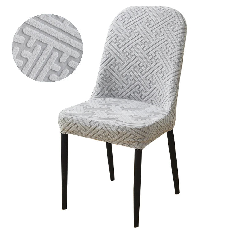 housse chaise extensible jacquard gris moderne fauteuil salle manger banquet