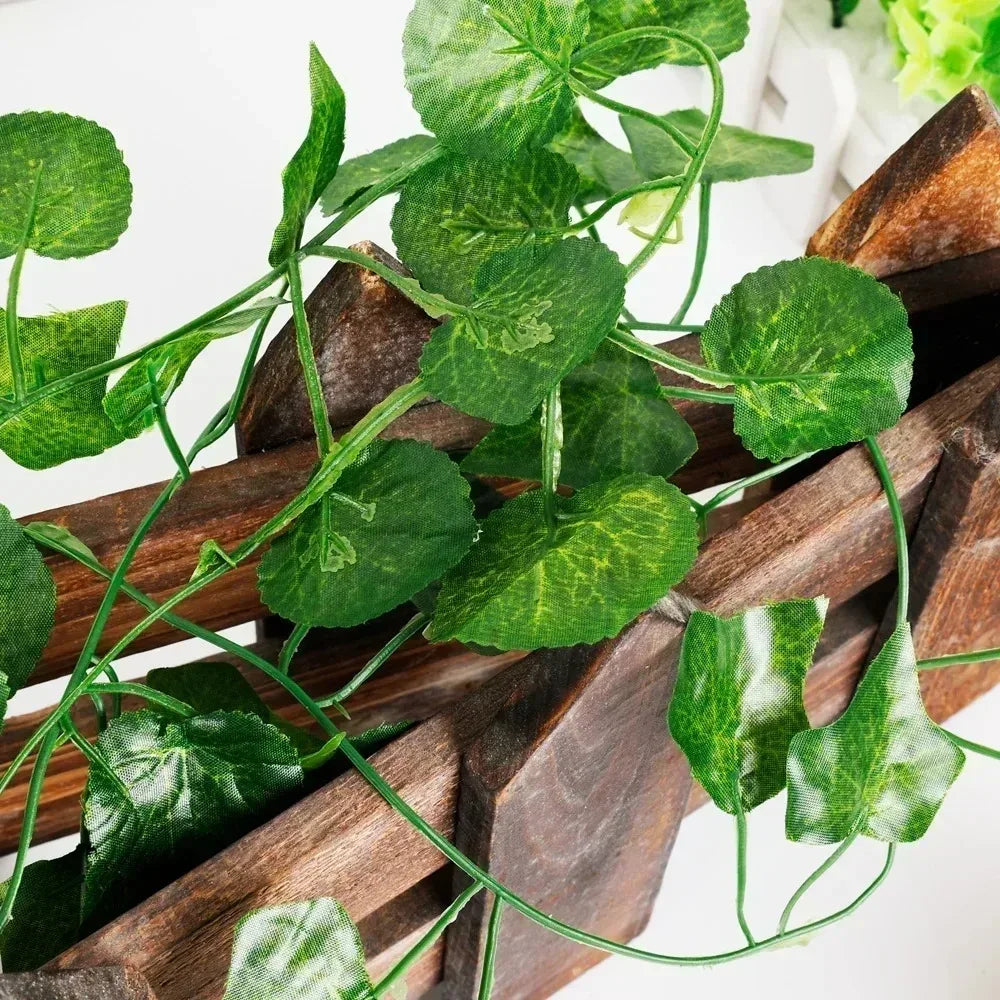 guirlande végétale artificielle feuilles vertes ovales moderne décoration extérieure maison jardin mariage fête