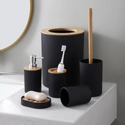 accessoires salle bain moderne pot brosse dents distributeur savon gobelet papier toilette brosse wc