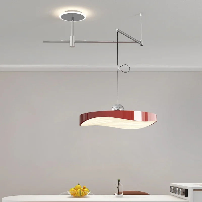 suspension lumineuse moderne rouge blanc noir vert rayures horizontales opaques eyelets led