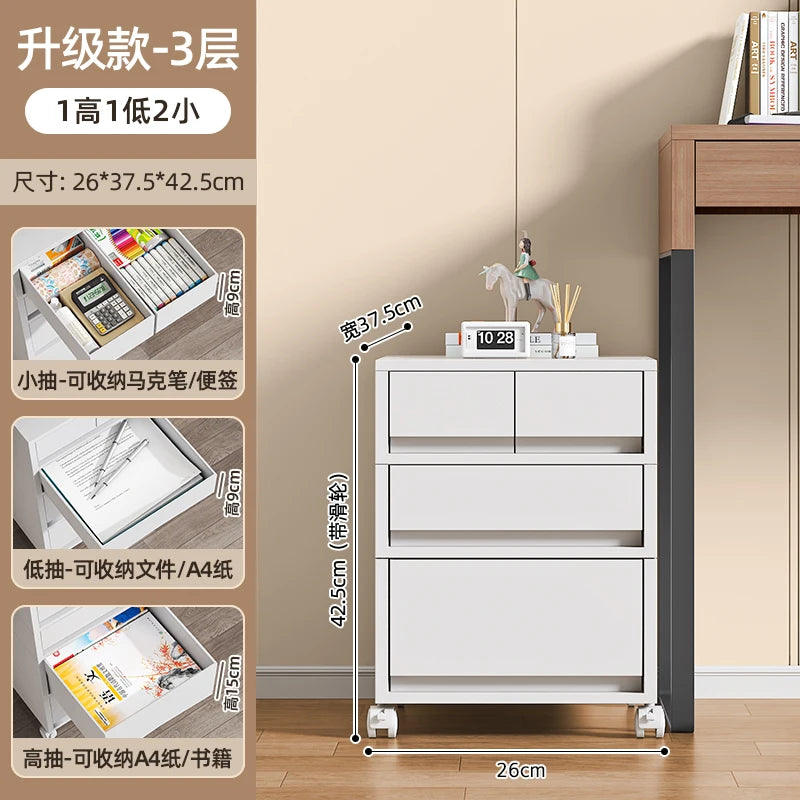 meuble tiroirs mobile moderne gris clair roulettes étages rangement 40L