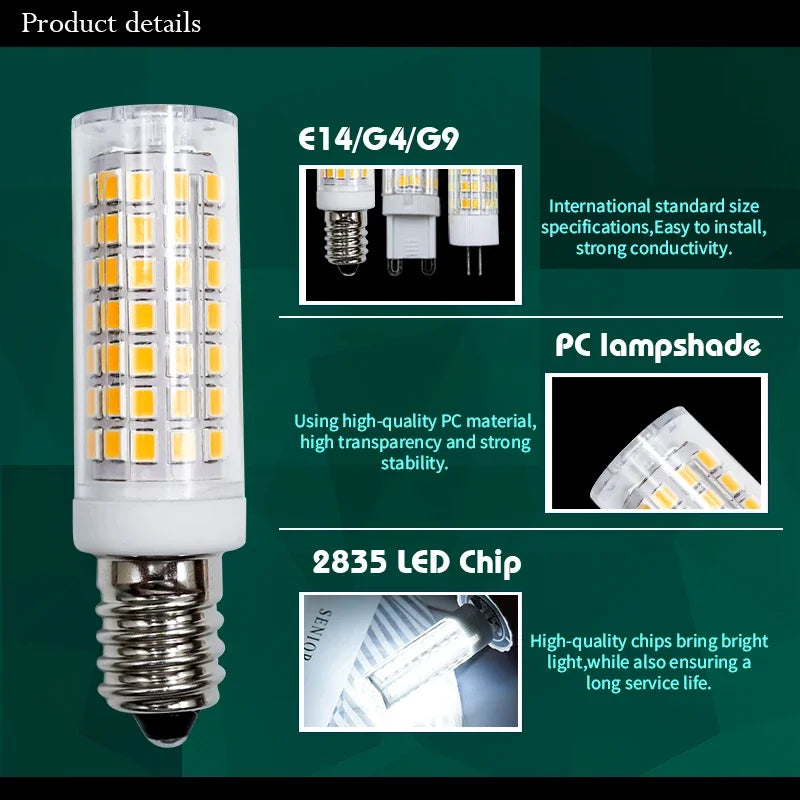 ampoule led blanc froide grains maïs base e14 g4 g9 moderne opacité 58mm 50000h