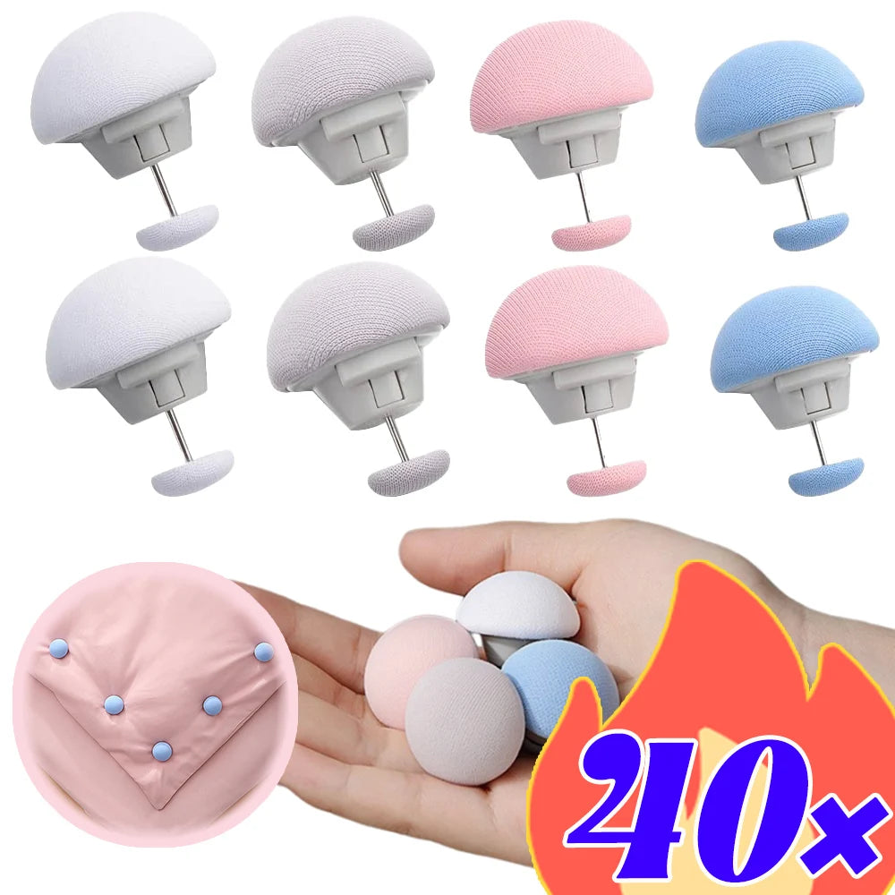 boutons lit tissu coton fin modernes rose bleu gris clair boîte rangement instructions pack