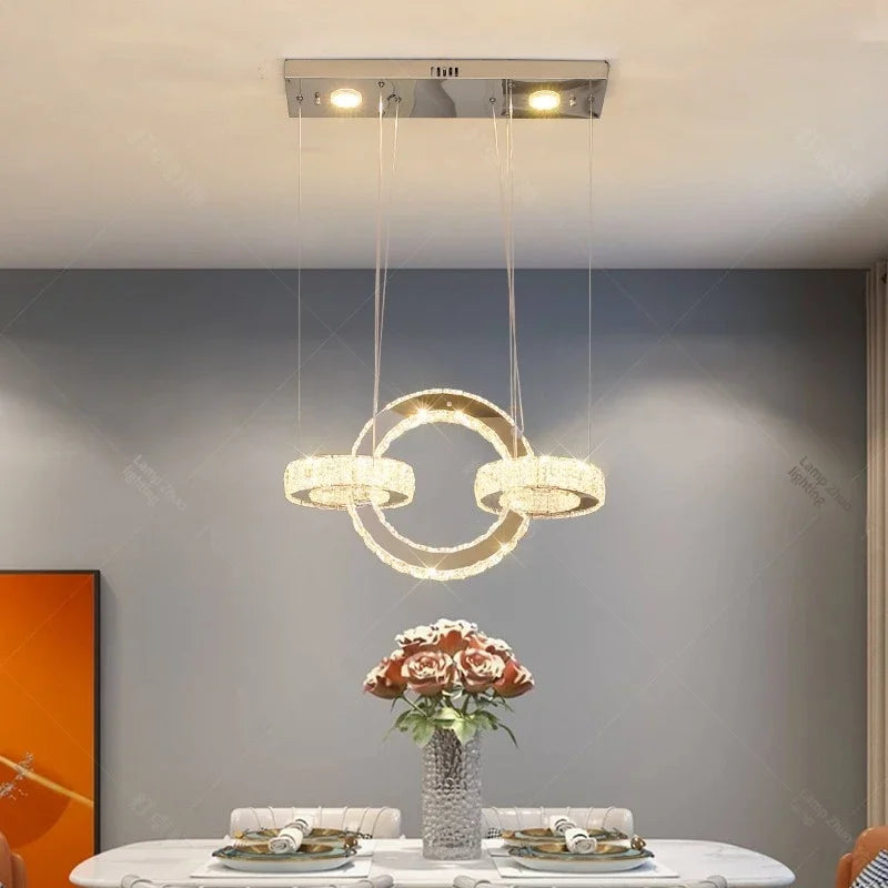 suspension lumineuse moderne transparente strassée télécommande éclairage led 90 260v 15 30m²