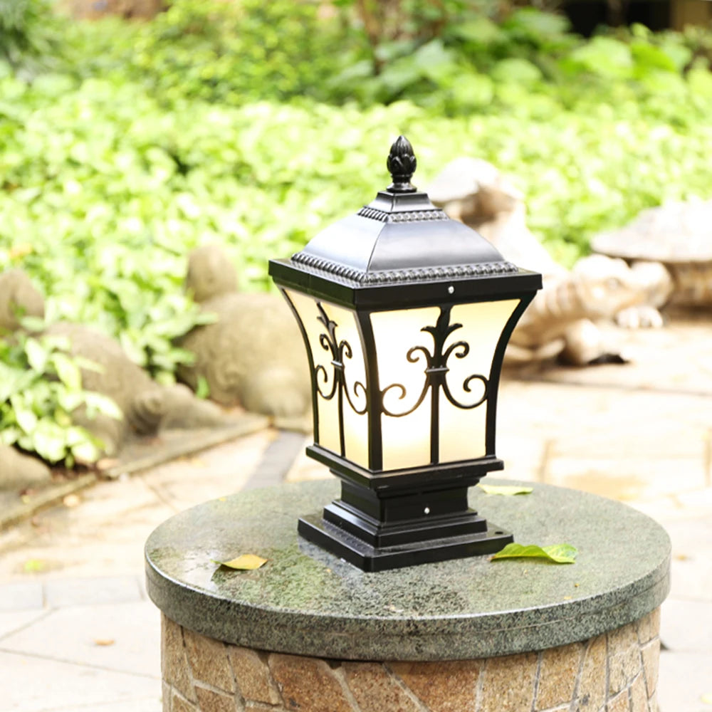 lampe jardin éclairage paysager led 220v ip44 protection classique rustique aluminium motifs géométriques