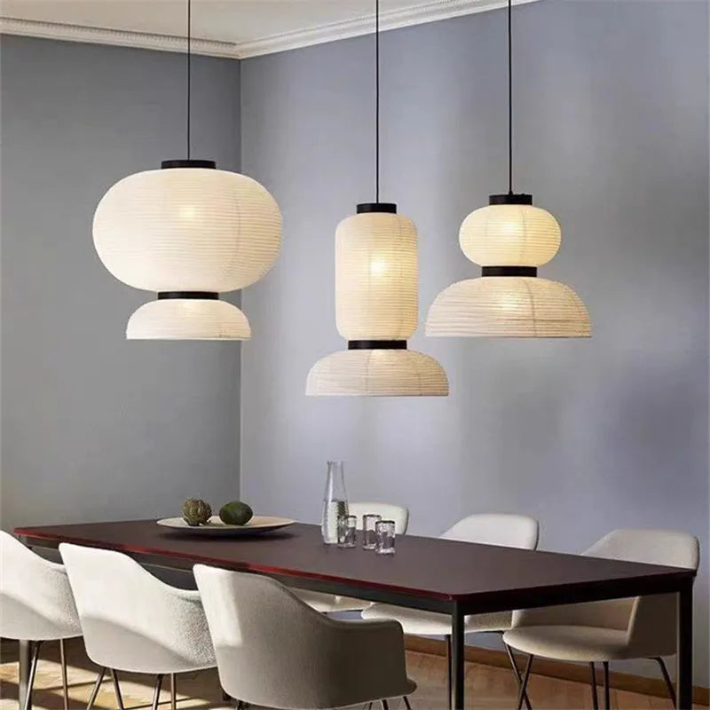 suspension lumineuse moderne blanc rayures horizontales opacite cable noir 2000 82000lm 90 260v