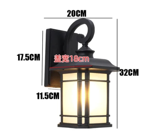 lampe murale extérieure noire classique rustique barreaux transparents hydrofuge mur vis fixations