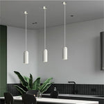 suspension lumineuse moderne blanc bleu orange rose jaune rayures verticales opaques gu10