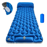 matelas gonflable bleu marine texture gouttes d'eau moderne coussin intégré 190cm 60cm camping extérieur