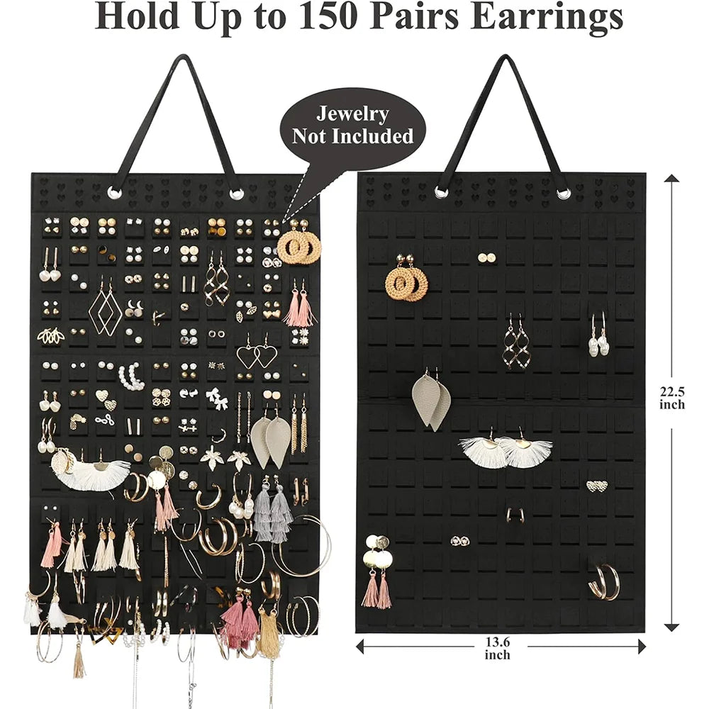 porte boucles mural noir grille carrés moderne rangement suspendu bijoux organiser