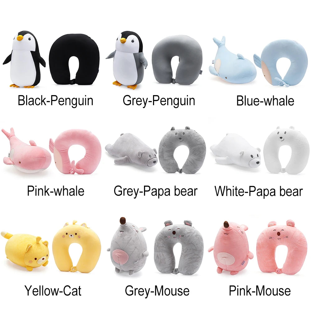 oreillers voyage forme mousse mémoire forme animaux doux moelleux coussins nuque multifonctionnels