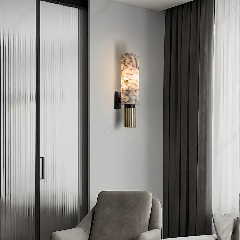 lampe murale moderne marbre blanc noir doré éclairage quotidien fixée mur tri couleur dimming