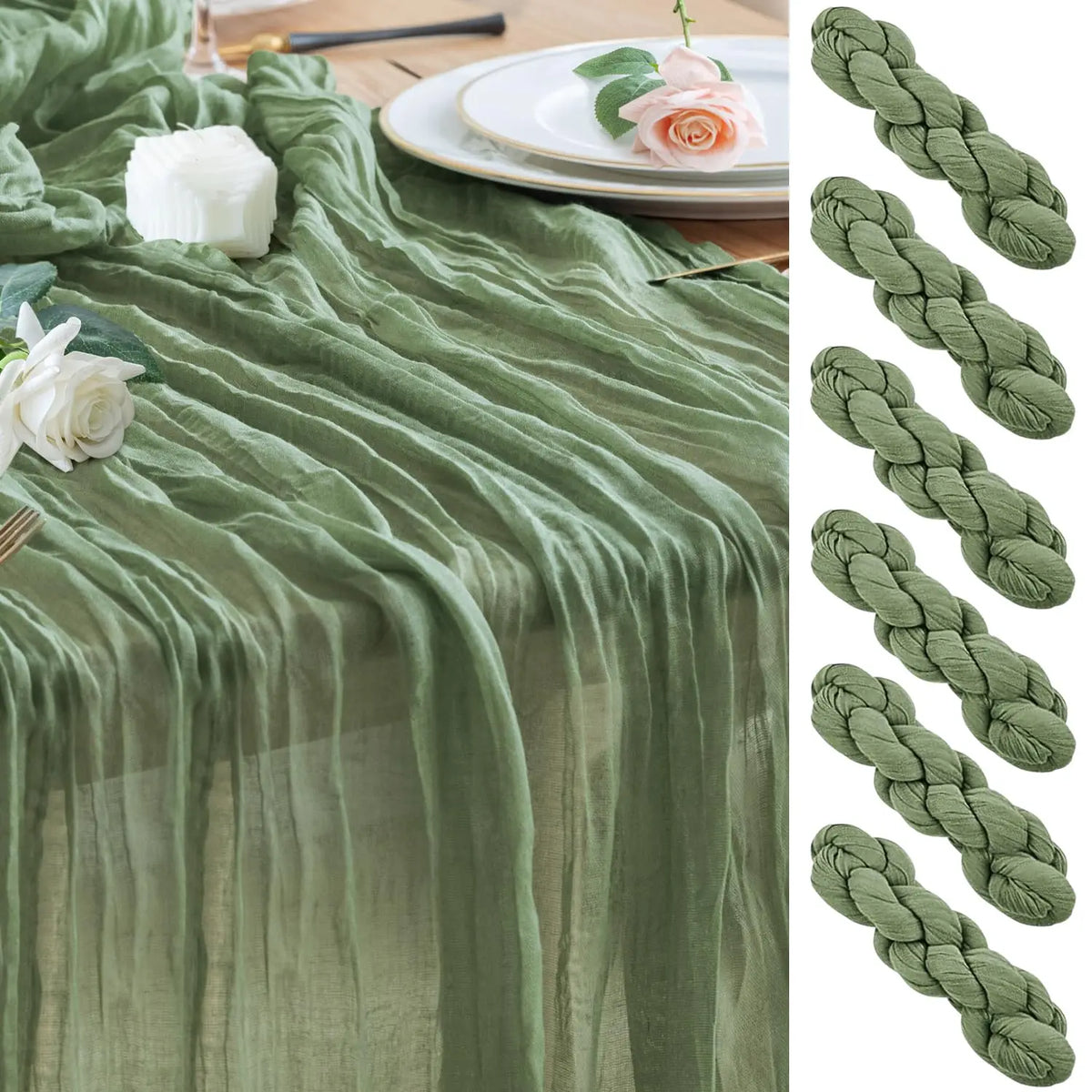 serviettes table vert olive crêpe modernes élégantes pack pièces transparentes occasion fête mariage