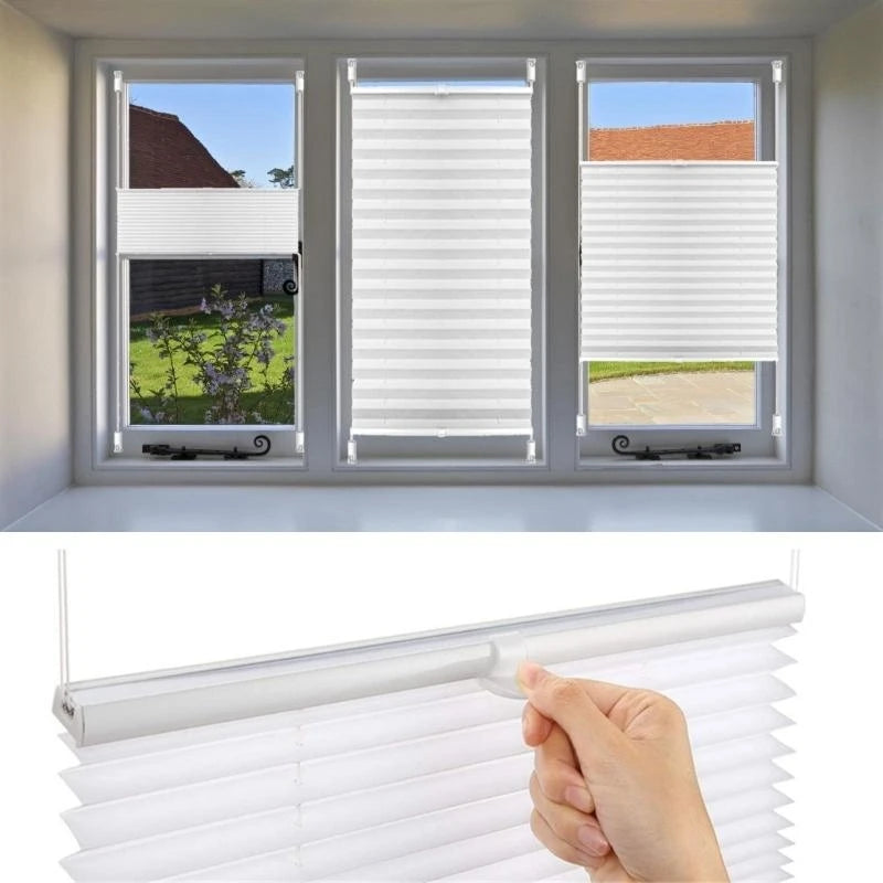 store lamelles blanc moderne rayures horizontales clips fixation poignée manœuvre