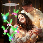 décoration fenêtre mobile oiseaux colibri strass lumineux artisanal vert rose bleu