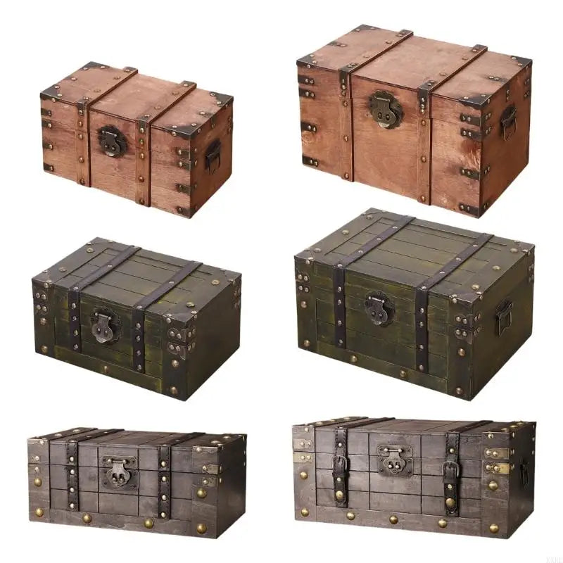 coffre bijoux bois naturel vintage rustique marron clair vert foncé gris fixations tissu blanc