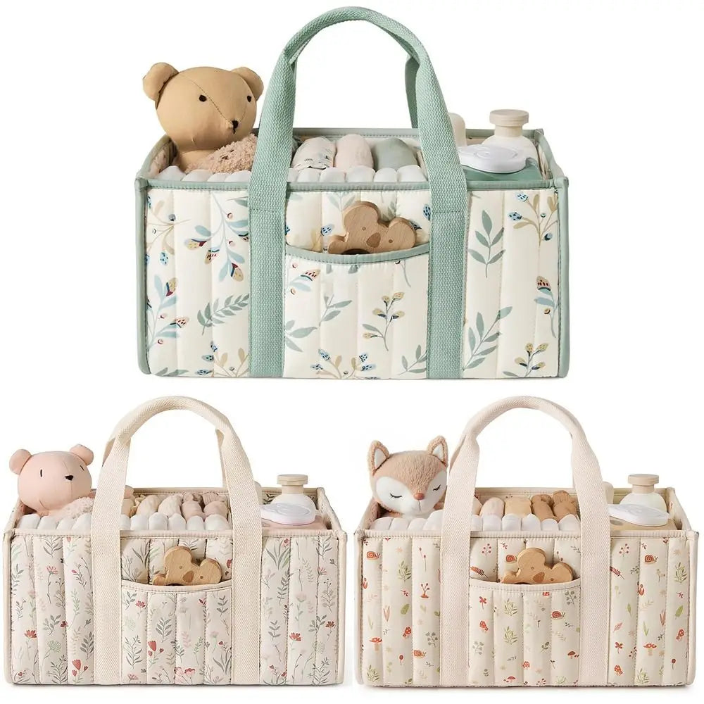 sac rangement fleuri moderne multi usages polyestère réutilisable poches beige vert clair