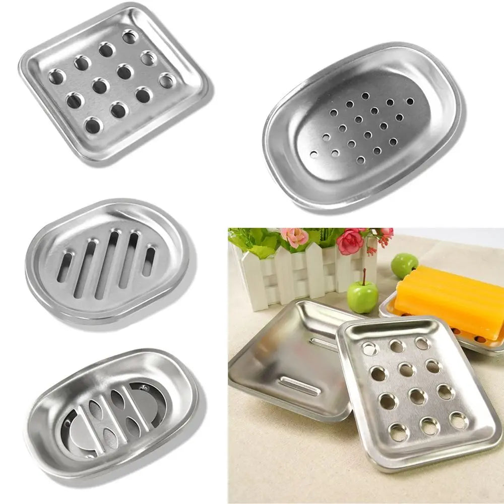 support savon argenté moderne perforations salle bains évier inoxydable contenant savon