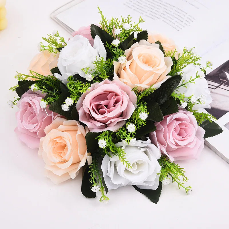 bouquet artificiel rose pâle blanc élégant intérieur mariage anniversaire baby shower